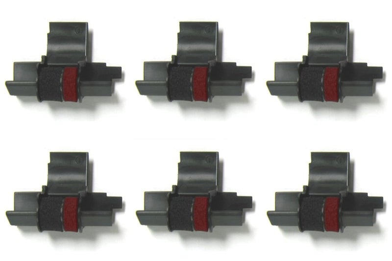 COMPUMATIC (6 Pack) Calculator Ink Roller Fits Sharp EL-1801V EL-1750V EL-1611V Casio HR-170RC HR-200RC HR-300RC Canon P23-DHV-3 and More Black/Red IR-40T CP-13 EA-772R Compatible/Replacement by COMPUMATIC - Image 1